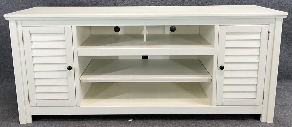 White Louvered Door TV Stand