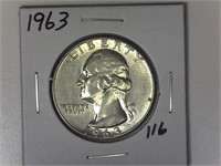 1963 Silver Washington Quarter