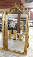Ornate Gilt Framed Beveled Mirror.