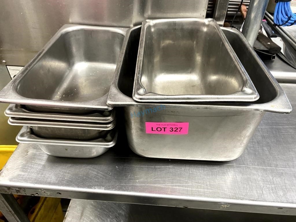 LOT OF MISC STAINLESS STEEL STEAM PAN