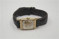 LONGINES LEATHER & GOLD FILLED WRIST WATCH