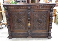 Neo Renaissance Style Oak Cabinet.