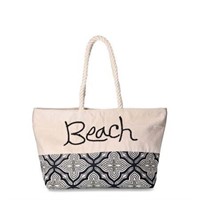 Time and Tru Women's Beach Tote with Rope Handles