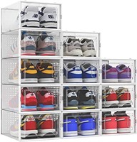 12 Pack SESENO. Shoe Storage Boxes  Clear Plastic