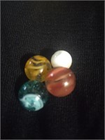 Yellow Micro Marble & (4) Vintage Marbles