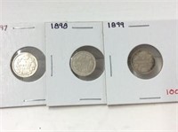 1897,98,99 Canadian Silver 5 cent