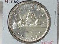 1951 (ms60) Canadian Silver dollar