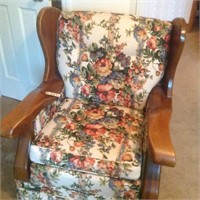 floral and wood side chair