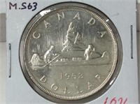 1952 (ms63) Canadian Silver dollar
