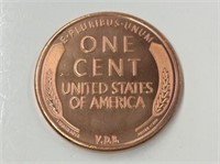 Replica 1909s Vdb  Lincoln Wheat Cent 1 0z  999