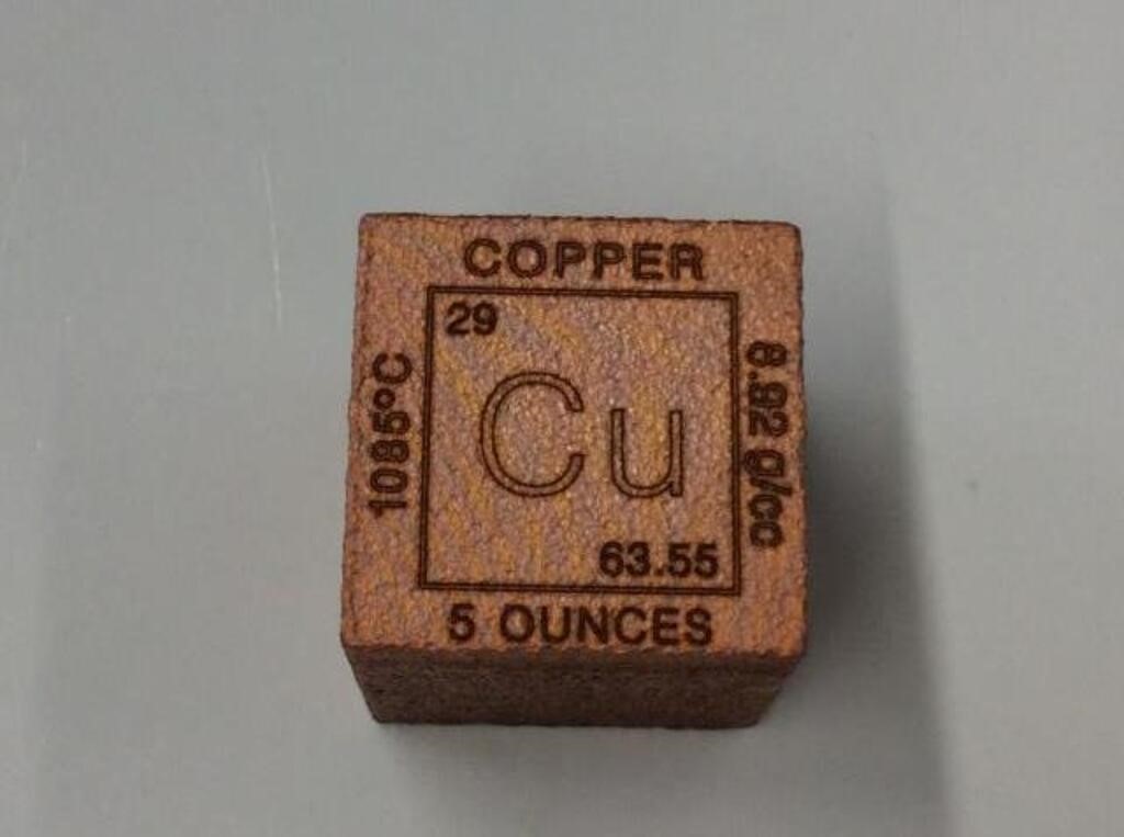 5 Oz Elemental Cube 999 Fine Copper