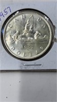 1957 Canadian silver dollar