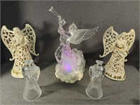 3 Light Up Angels and 2 Crystal Style Angels