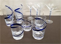 Lot of Blue Swirl Glasses. Tumblers, Drinking &