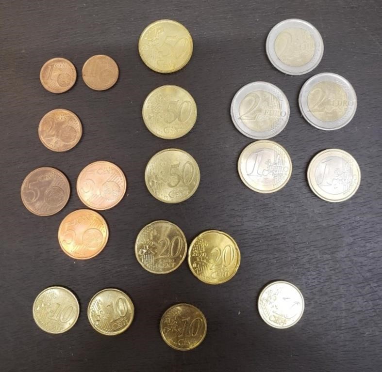 Lot of Euro Coins. 1 Cent up to 2 Euro.