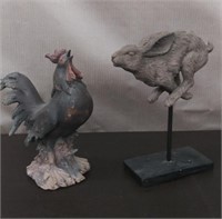 2 Pieces Yard Decor-Rooster, Rabbit