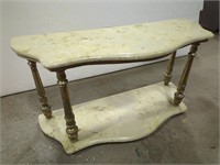 Marble Console Table w/ Brass Detail 13" x 19"t x