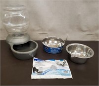 Pet Water Bowl w/ Filters & 2 Stainless Steel
