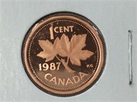 1987 Canadian 1 Cent Coin (proof)