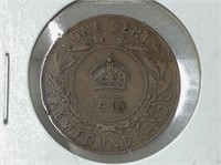 1919 Newfoundland 1 Cent Coin (vf)