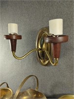 Brass Two Bulb Wall Sconce, Baskets, Jug and