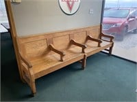 Antique Wooden Bench with Armrests