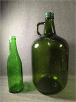 4 Litre Green Glass Jug & Bottle Made in Canada