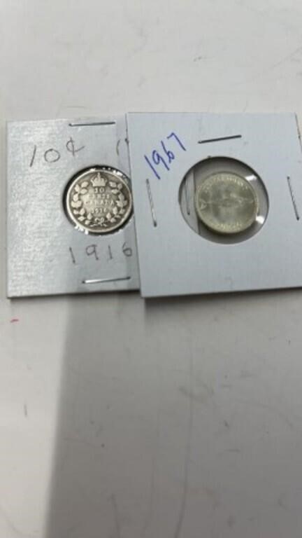 1916, 67 Canadian 50 cent coins