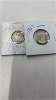1916, 67 Canadian 10 cent coins