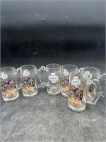 6 Vtg Schmidt Beer Mugs w/ Wolves Decal