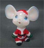 Fenton / Wagner Decorated Santa  Mouse Figurine
