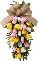Floroad 26" Artificial Tulips Floral Teardrop Swag