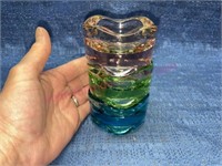Blown glass tealight holders (pink-green-blue)