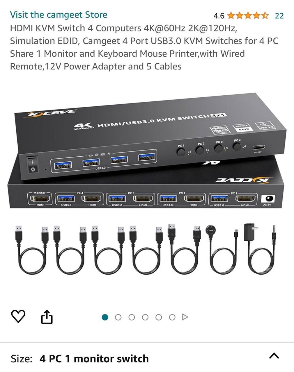 HDMI KVM Switch 4 Computers