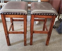 Pair Of Leather Look Bar Stools 15"x18"x29.5"