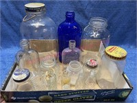 Flat of old bottles & jars