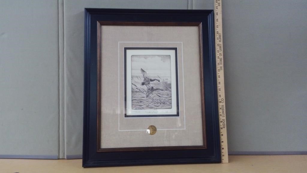 NICE DUCKS UNLIMITED PRINT SIGNED BY WELLS