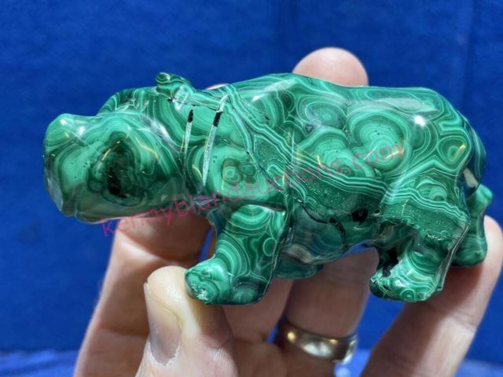 Malachite hippo figurine