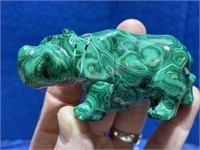 Malachite hippo figurine
