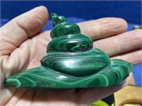 Malachite snail figurine