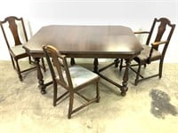 Vtg Wood Dining Table & 3 Chairs