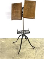 Ornate Iron Book Stand w/ Walnut Plates
