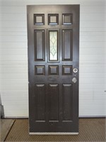 Grey & White Door with Stained Glass Insert