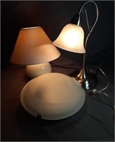 Lights.   Ceramic touch light,  metal desk light