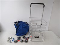 Rolling Trolley Basket With Blue Bag
