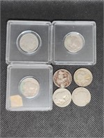 Lot of 6 Buffalo Nickels & 1 V-Nickel