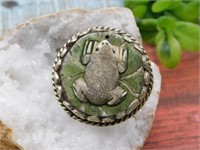 STONE FROG ON LILY PAD ADJUSTABLE RING ROCK STONE