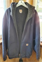 XL Carhart Lined/Hooded Jacket (Heavy) Blue/Grey