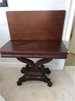 ANTIQUE GAME TABLE 29" H X 35.5" W X 17.5" D