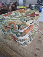 Four Patio Chair Cushions with Flowers 17" x 17"
